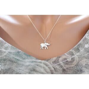 Sterling Silver Layered Elephant Charm Necklace,  Silver  Elephant Necklace,
